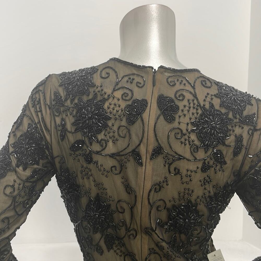 Bob Mackie Special Occasion Beaded Long Sleeve  Bodysuit Black Size S - Picture 7 of 14